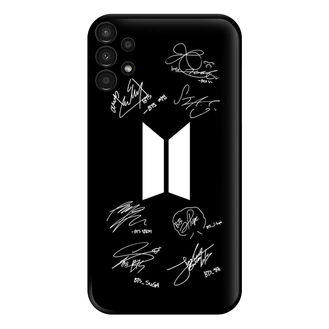 Black K-Pop Band Logo and Signatures Phone Case for Galaxy A13