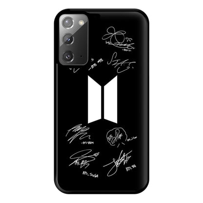 Black K-Pop Band Logo and Signatures Phone Case for Galaxy Note 20 Ultra