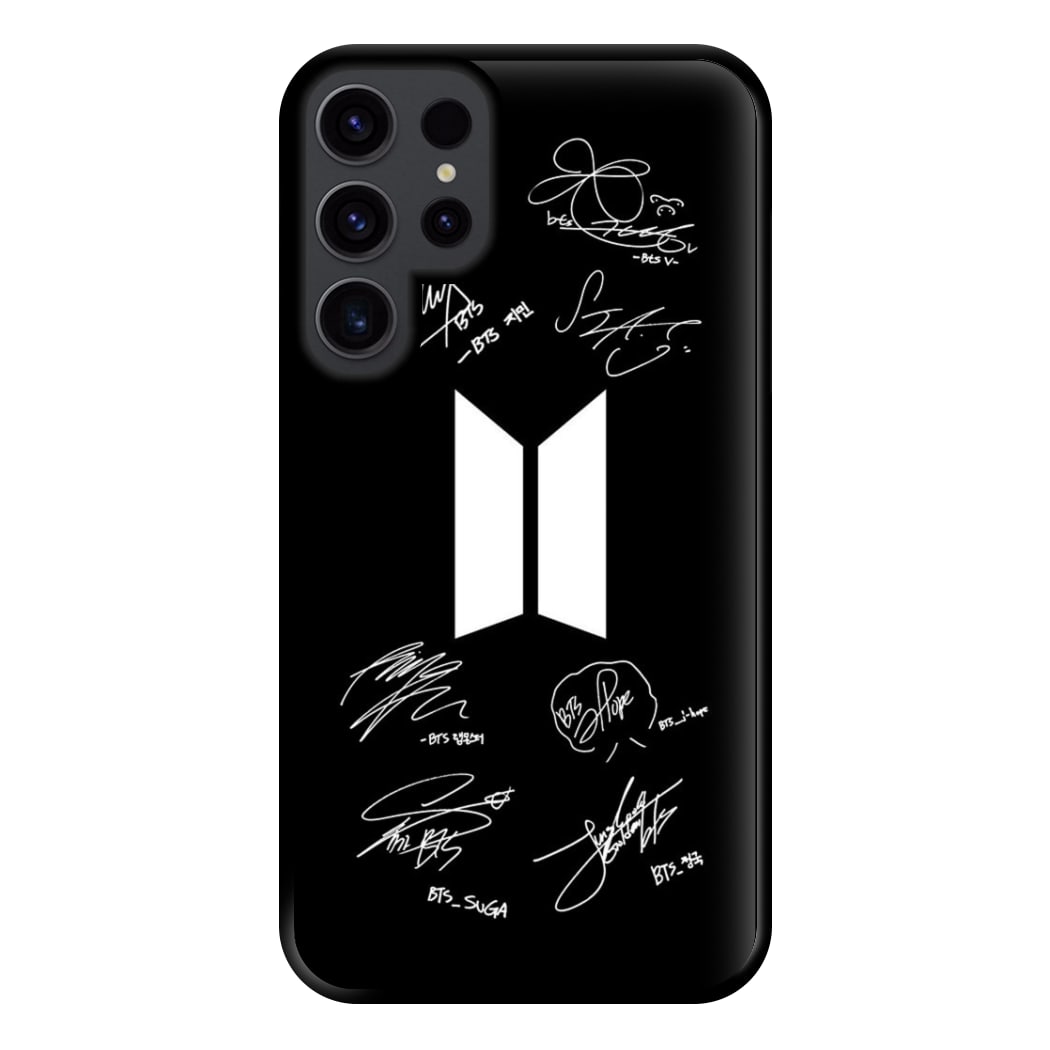 Black K-Pop Band Logo and Signatures Phone Case for Galaxy S23 Ultra