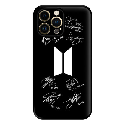 Black K-Pop Band Logo and Signatures Phone Case for iPhone 14 Pro Max