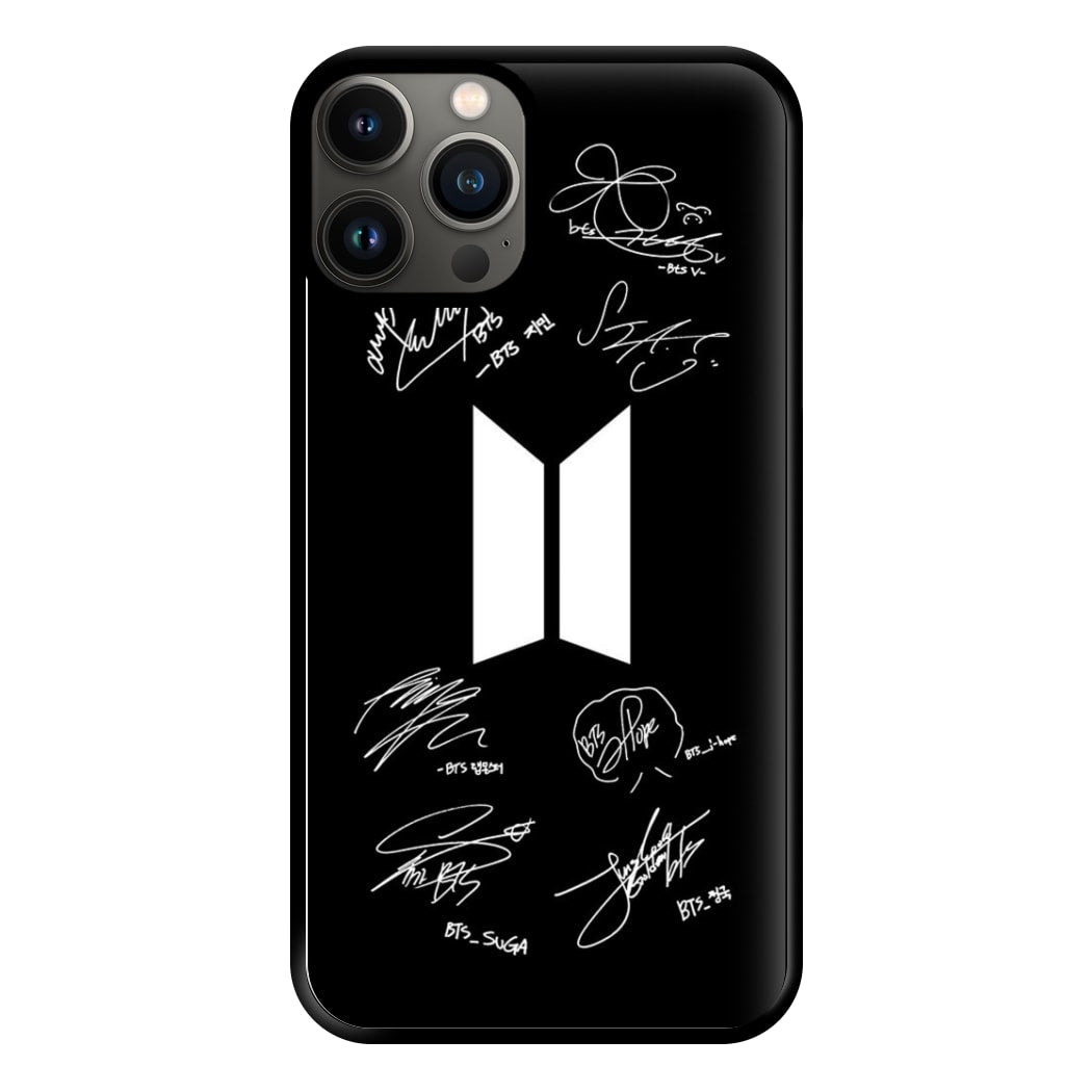 Black K-Pop Band Logo and Signatures Phone Case for iPhone 11 Pro Max