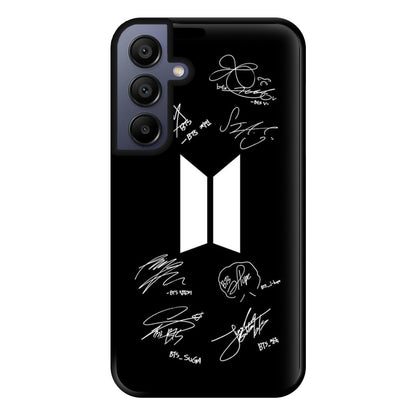 Black K-Pop Band Logo and Signatures Phone Case for Galaxy A15