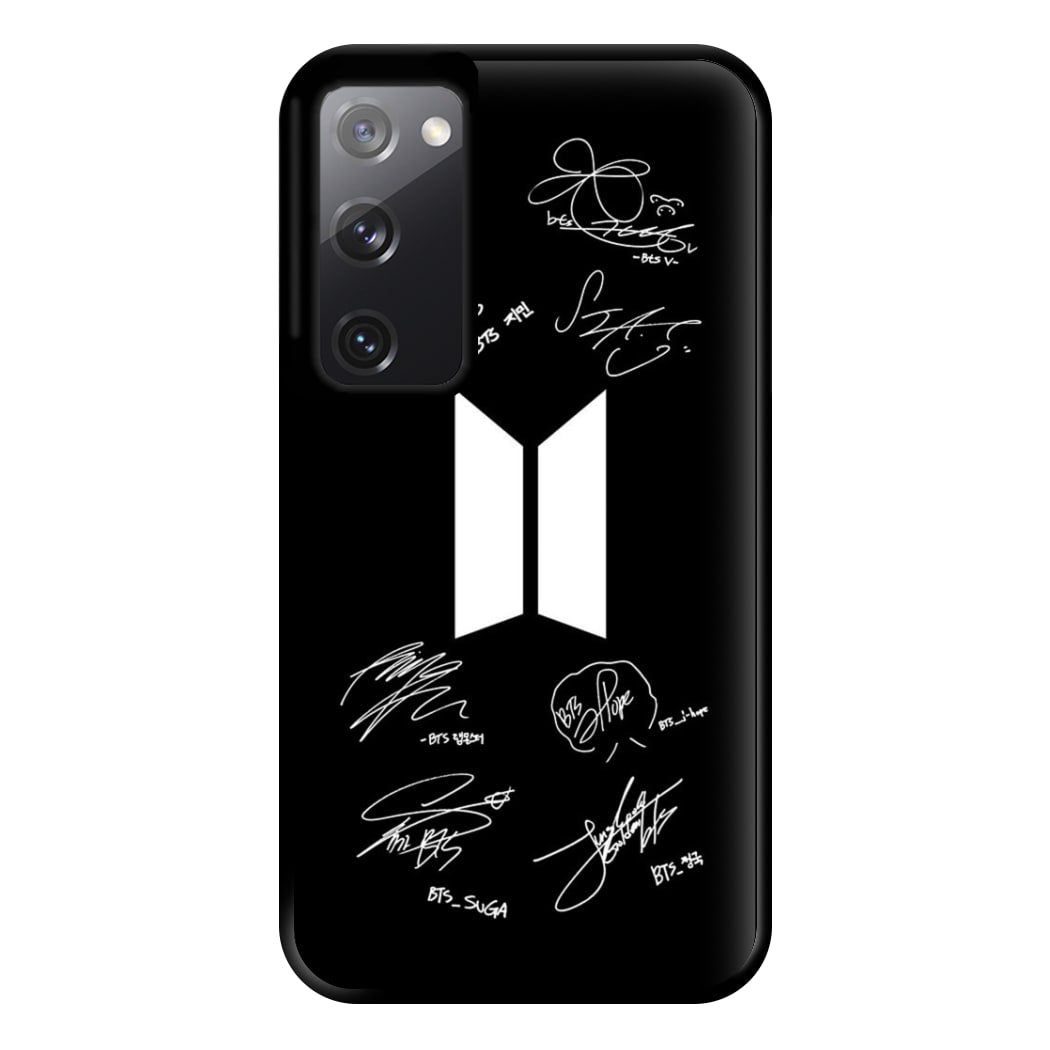 Black K-Pop Band Logo and Signatures Phone Case for Galaxy S20FE