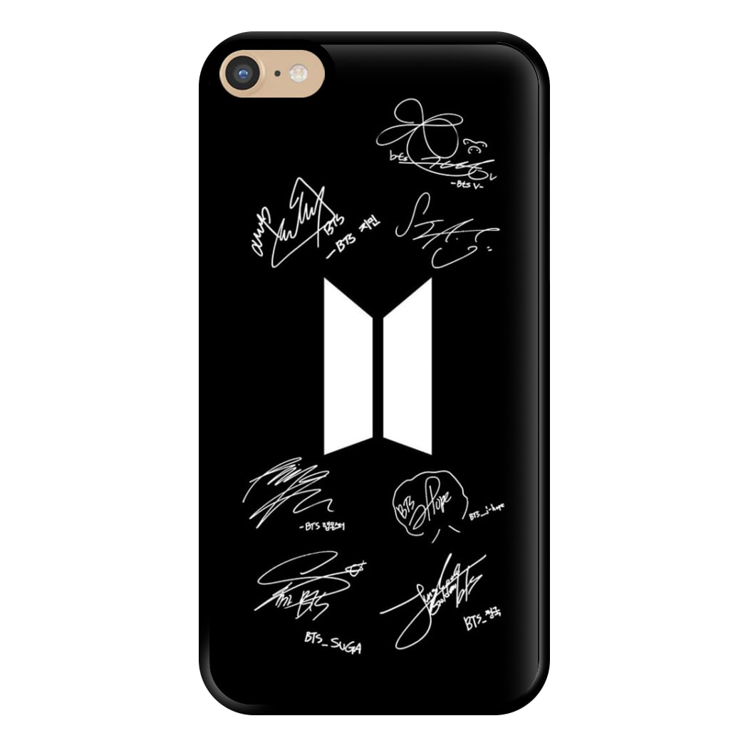 Black K-Pop Band Logo and Signatures Phone Case for iPhone 6 Plus / 7 Plus / 8 Plus