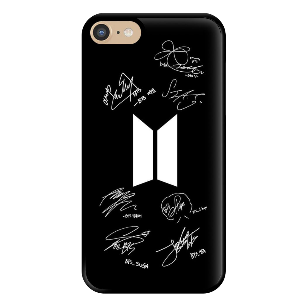 Black K-Pop Band Logo and Signatures Phone Case for iPhone 6 / 7 / 8 / SE