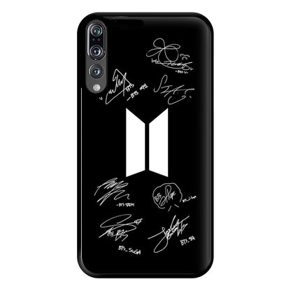 Black K-Pop Band Logo and Signatures Phone Case for Huawei P20 Pro