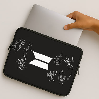 Black K-Pop Band Logo and Signatures MacBook Case