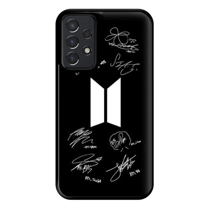 Black K-Pop Band Logo and Signatures Phone Case for Galaxy A52 / A52s