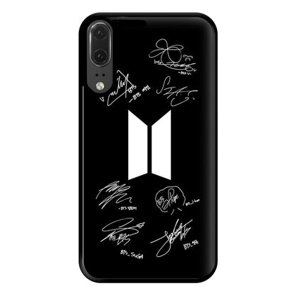 Black K-Pop Band Logo and Signatures Phone Case for Huawei P20