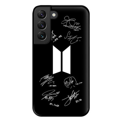 Black K-Pop Band Logo and Signatures Phone Case for Galaxy S22 Plus