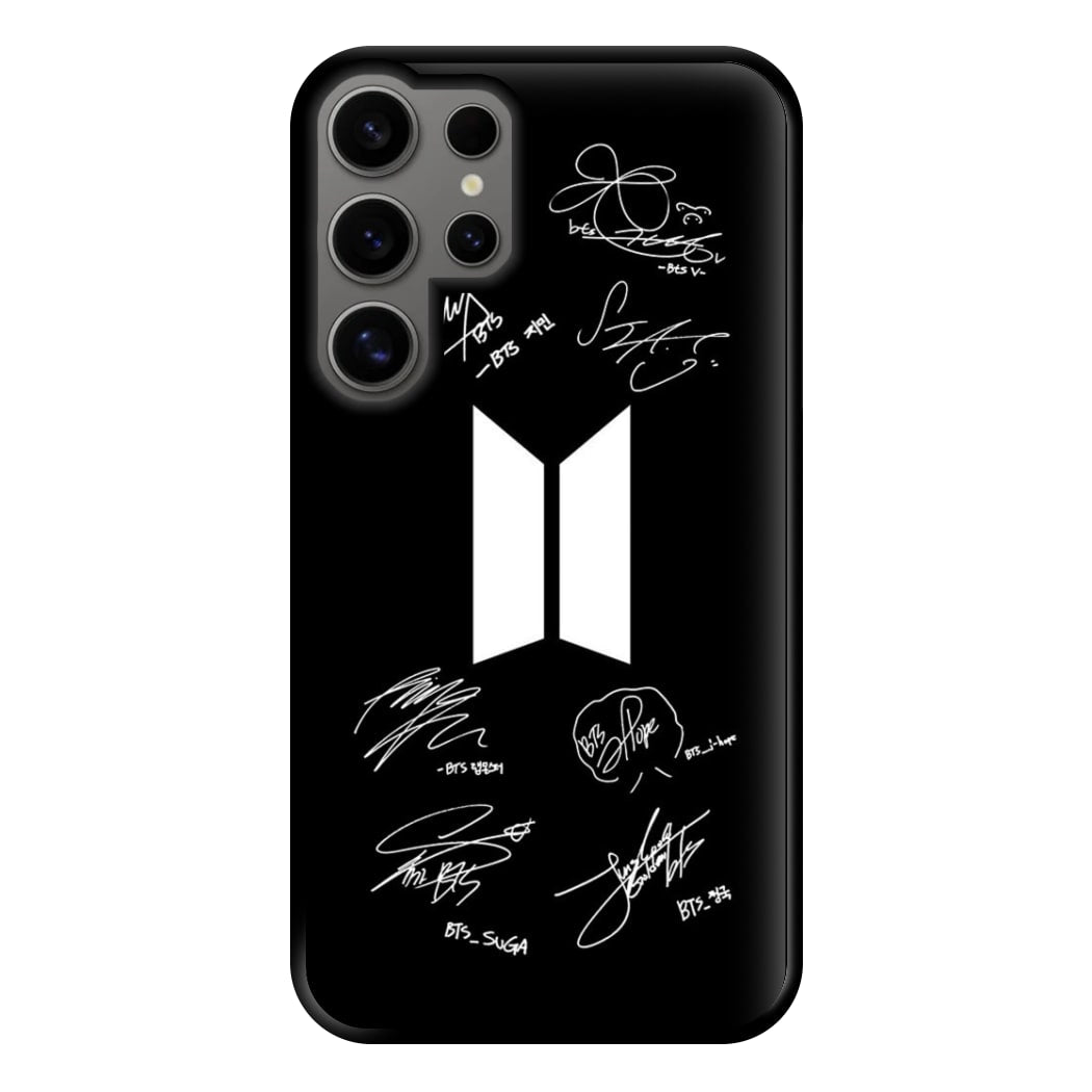 Black K-Pop Band Logo and Signatures Phone Case for Galaxy S24 Ultra