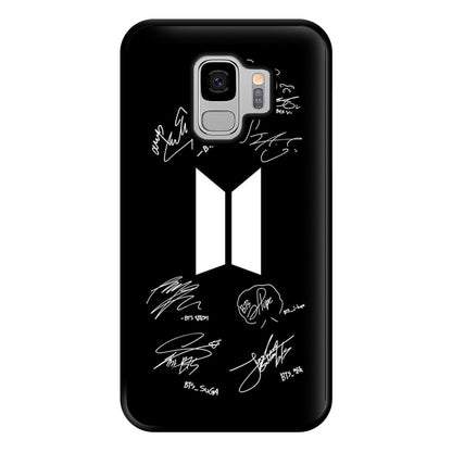 Black K-Pop Band Logo and Signatures Phone Case for Galaxy S9 Plus