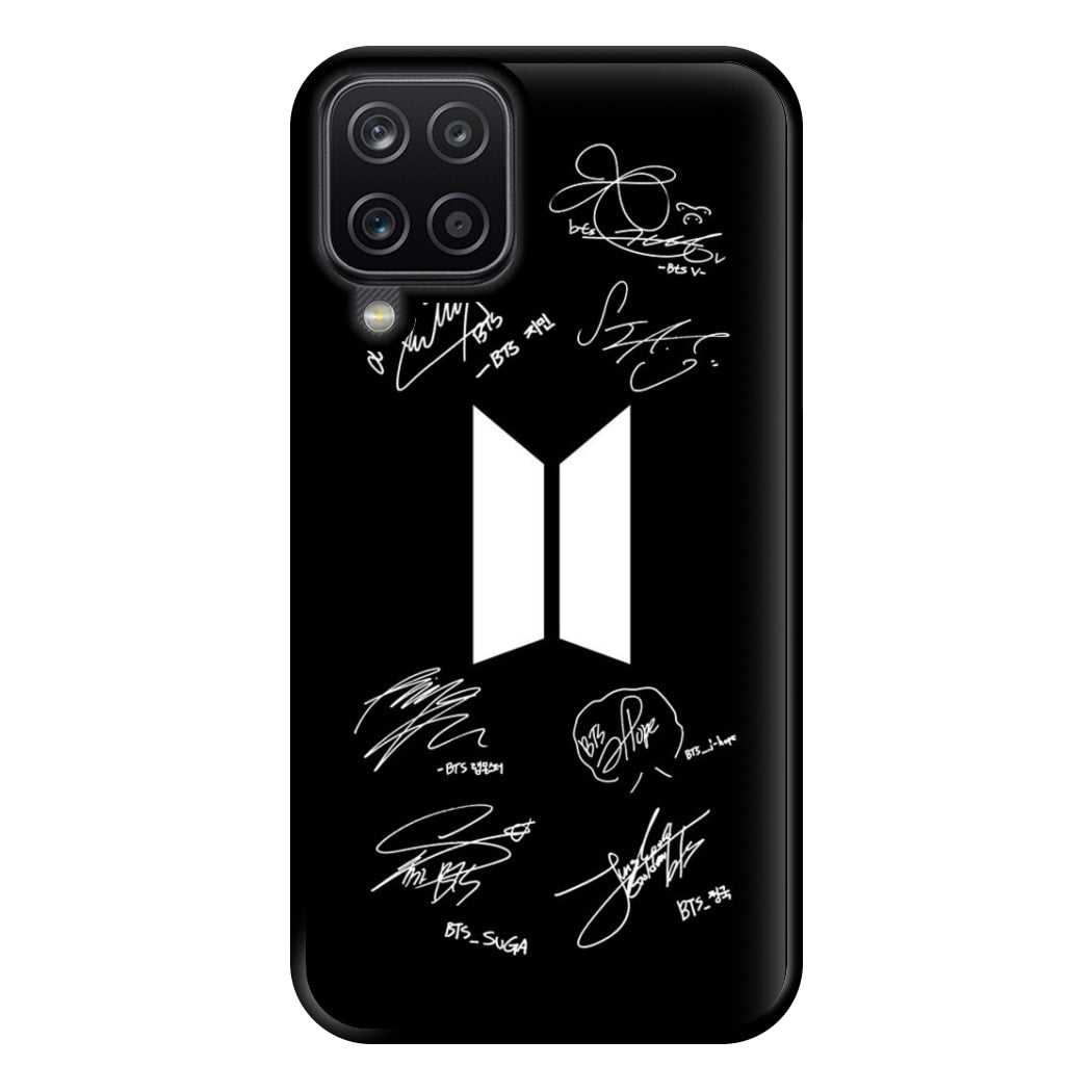 Black K-Pop Band Logo and Signatures Phone Case for Galaxy A12