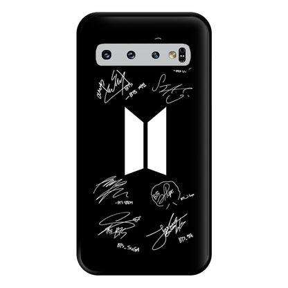 Black K-Pop Band Logo and Signatures Phone Case for Galaxy S10 Plus