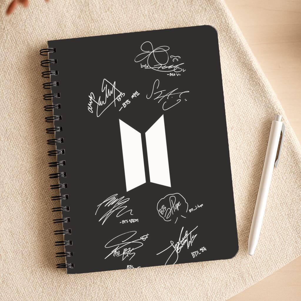 Black K-Pop Band Logo and Signatures Notepad