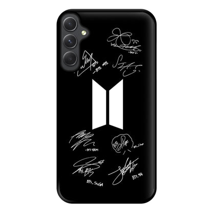 Black K-Pop Band Logo and Signatures Phone Case for Galaxy A34