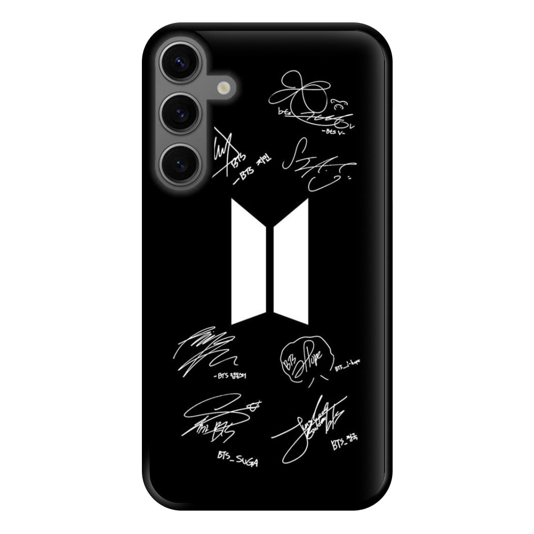 Black K-Pop Band Logo and Signatures Phone Case for Galaxy S23FE