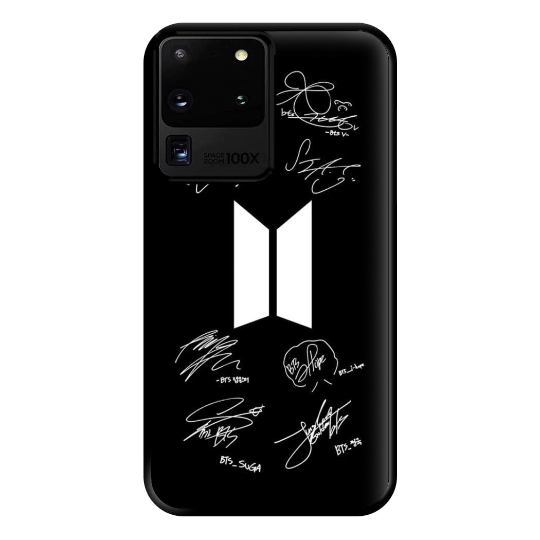 Black K-Pop Band Logo and Signatures Phone Case for Galaxy S20 Ultra