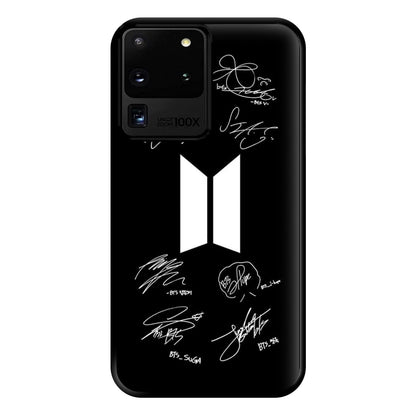 Black K-Pop Band Logo and Signatures Phone Case for Galaxy S20 Ultra