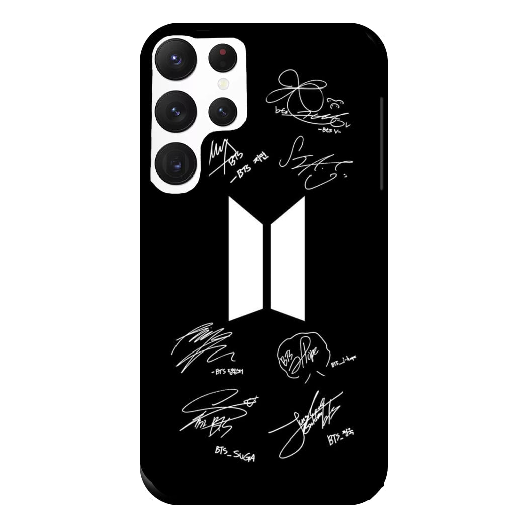 Black K-Pop Band Logo and Signatures Phone Case for Galaxy S22 Ultra