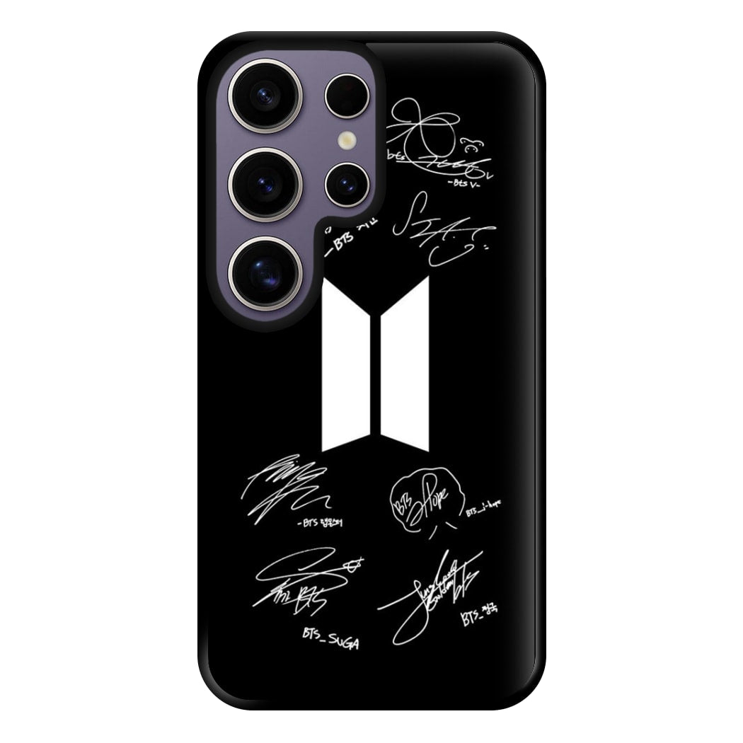 Black K-Pop Band Logo and Signatures Phone Case for Galaxy S25 Ultra