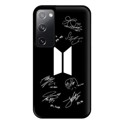 Black K-Pop Band Logo and Signatures Phone Case for Galaxy S20