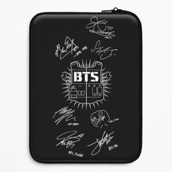 Black K-Pop Band Army Logo and Signatures Universal Laptop Sleeve