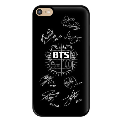 Black K-Pop Band Army Logo and Signatures Phone Case for iPhone 6 Plus / 7 Plus / 8 Plus