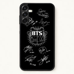 Black K-Pop Band Army Logo and Signatures Phone Case for Galaxy A57
