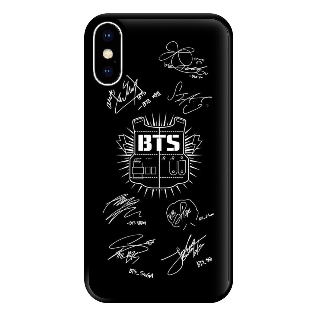 Black K-Pop Band Army Logo and Signatures Phone Case for iPhone XS Max