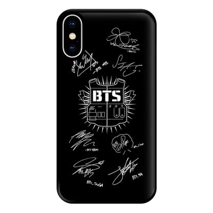 Black K-Pop Band Army Logo and Signatures Phone Case for iPhone XS Max