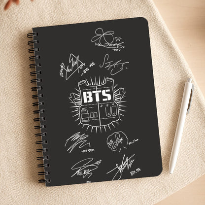 Black K-Pop Band Army Logo and Signatures Notepad
