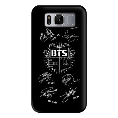 Black K-Pop Band Army Logo and Signatures Phone Case for Galaxy S8 Plus