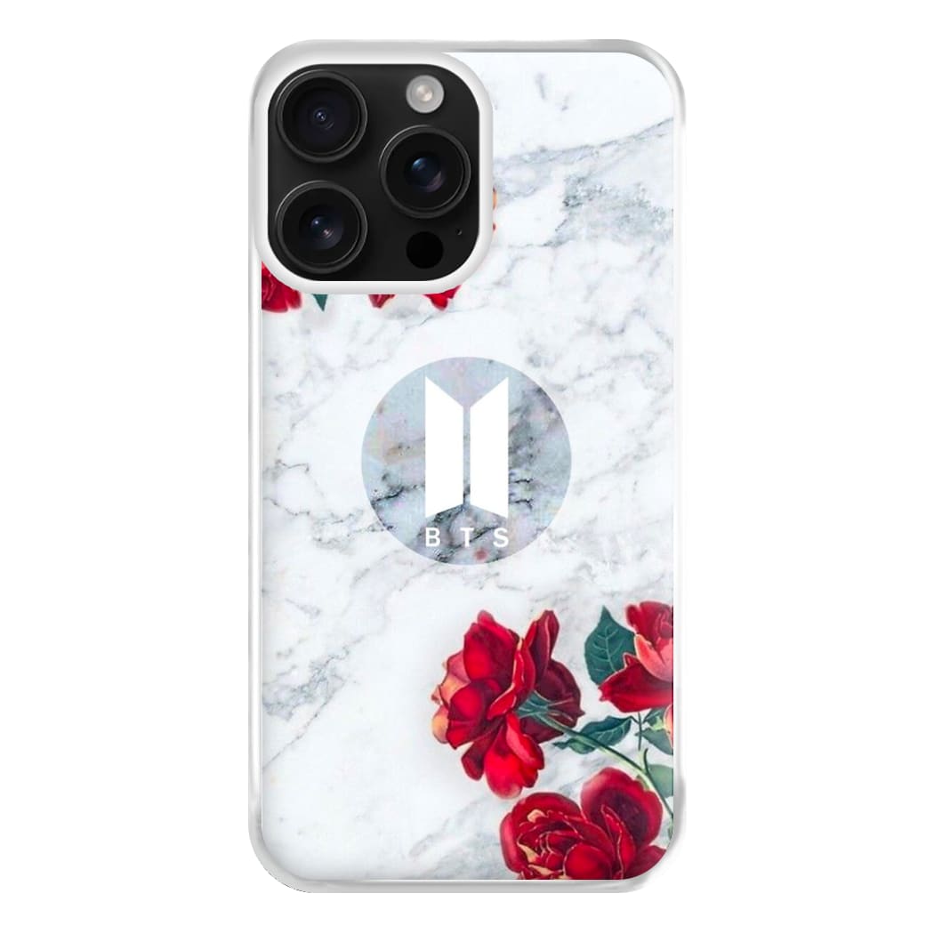 K-Pop Band Logo Marble Roses Phone Case