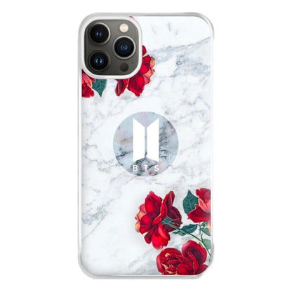 K-Pop Band Logo Marble Roses Phone Case for iPhone 13