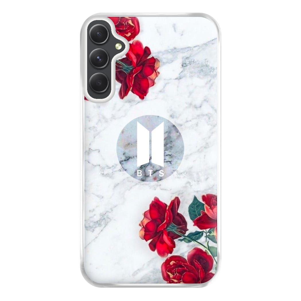 K-Pop Band Logo Marble Roses Phone Case for Galaxy A34