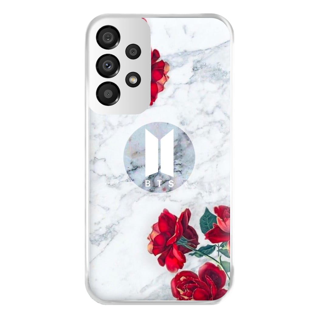 K-Pop Band Logo Marble Roses Phone Case for Galaxy A33