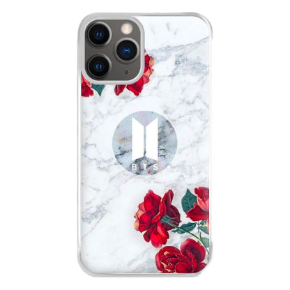 K-Pop Band Logo Marble Roses Phone Case for iPhone 12 Pro Max