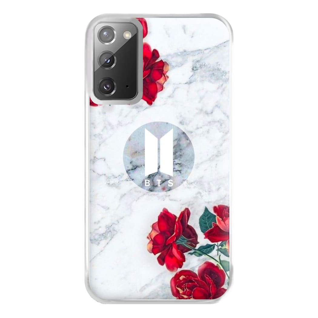 K-Pop Band Logo Marble Roses Phone Case for Galaxy Note 20 Ultra