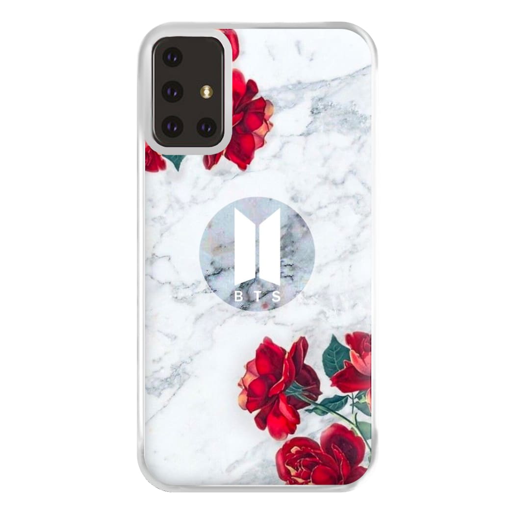 K-Pop Band Logo Marble Roses Phone Case for Galaxy A71