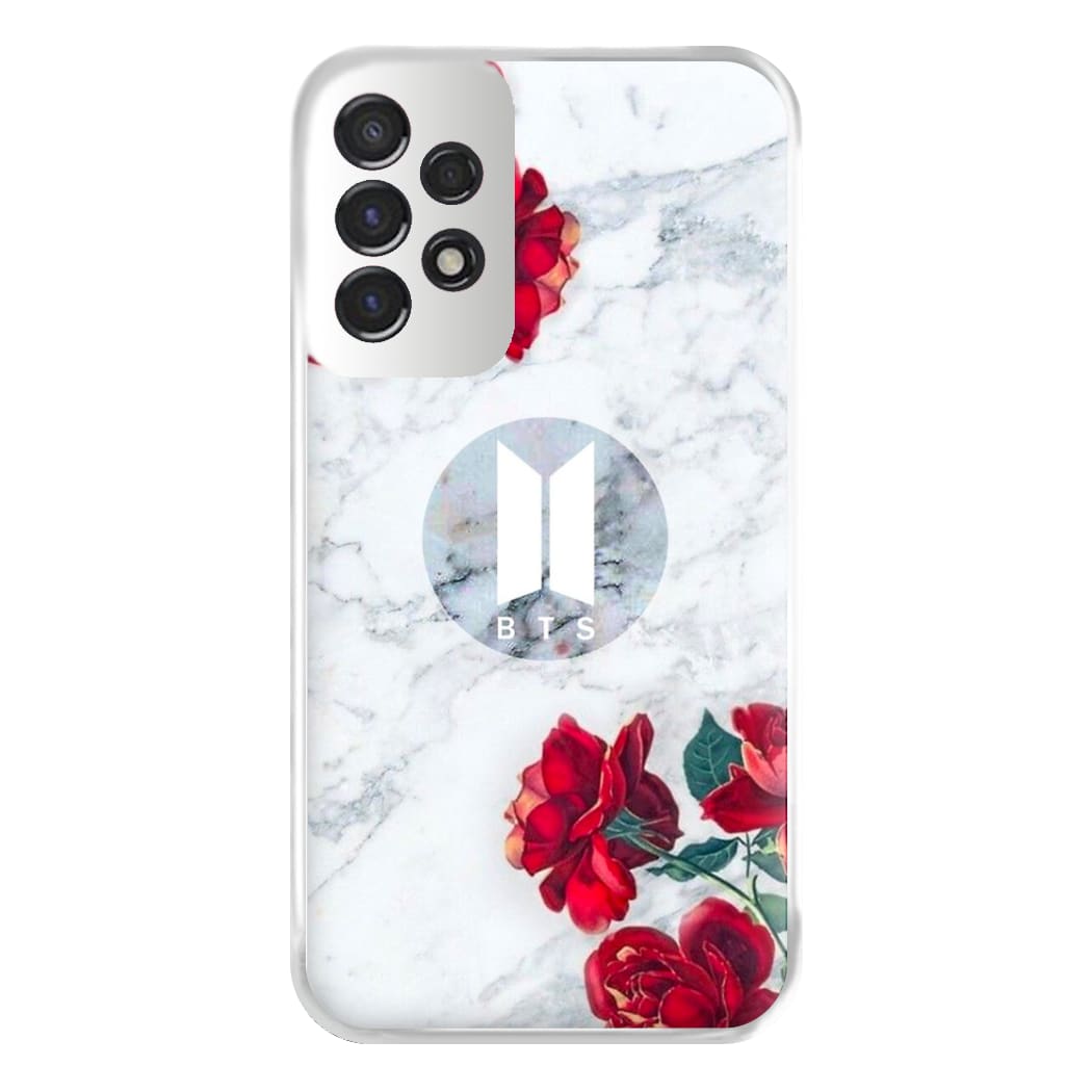 K-Pop Band Logo Marble Roses Phone Case for Galaxy A53