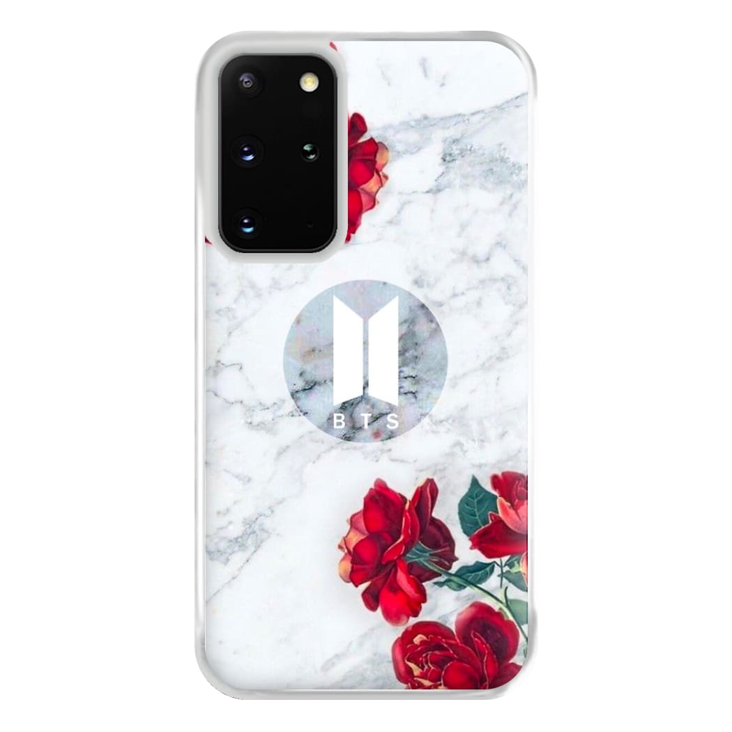 K-Pop Band Logo Marble Roses Phone Case for Galaxy S20 Plus