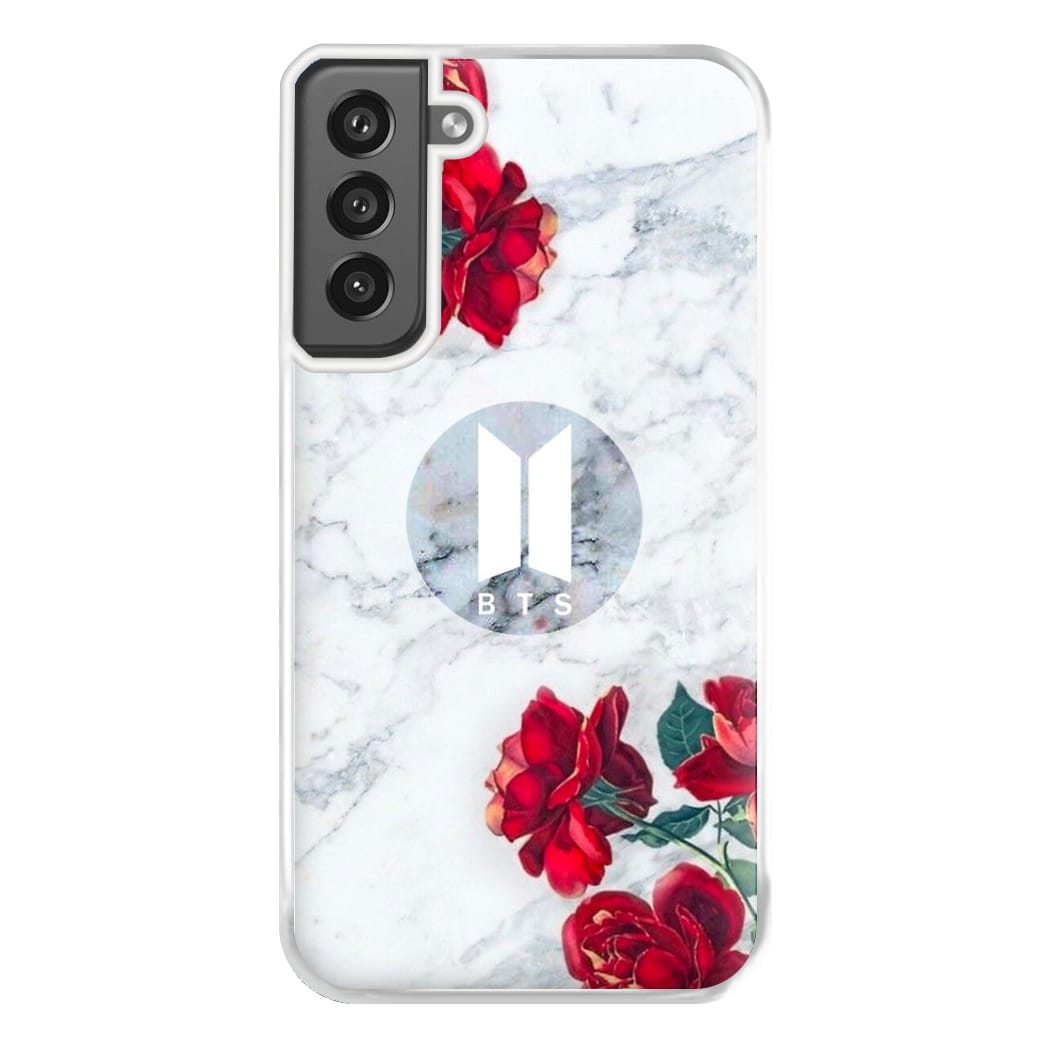 K-Pop Band Logo Marble Roses Phone Case for Galaxy S21FE