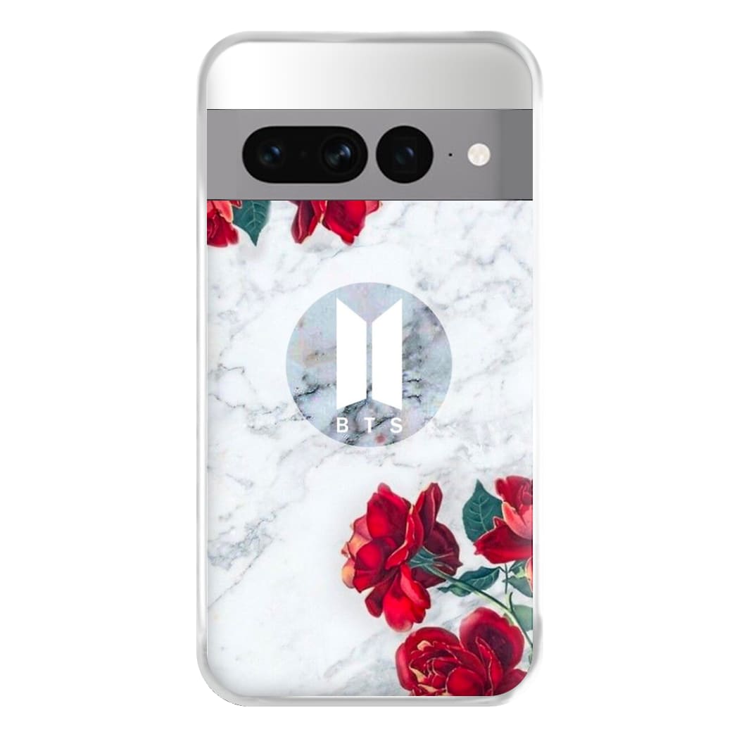 K-Pop Band Logo Marble Roses Phone Case for Google Pixel 7 Pro