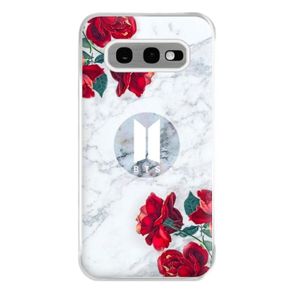 K-Pop Band Logo Marble Roses Phone Case for Galaxy S10e