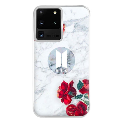 K-Pop Band Logo Marble Roses Phone Case for Galaxy S20 Ultra