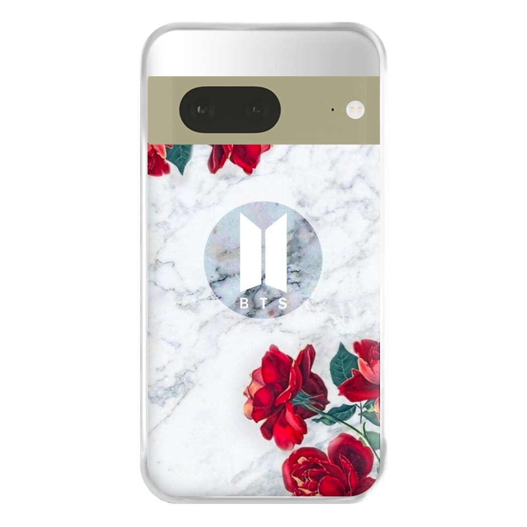 K-Pop Band Logo Marble Roses Phone Case for Google Pixel 7a