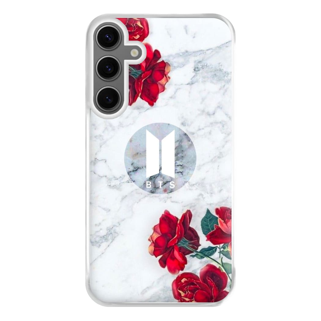 K-Pop Band Logo Marble Roses Phone Case for Galaxy S24FE