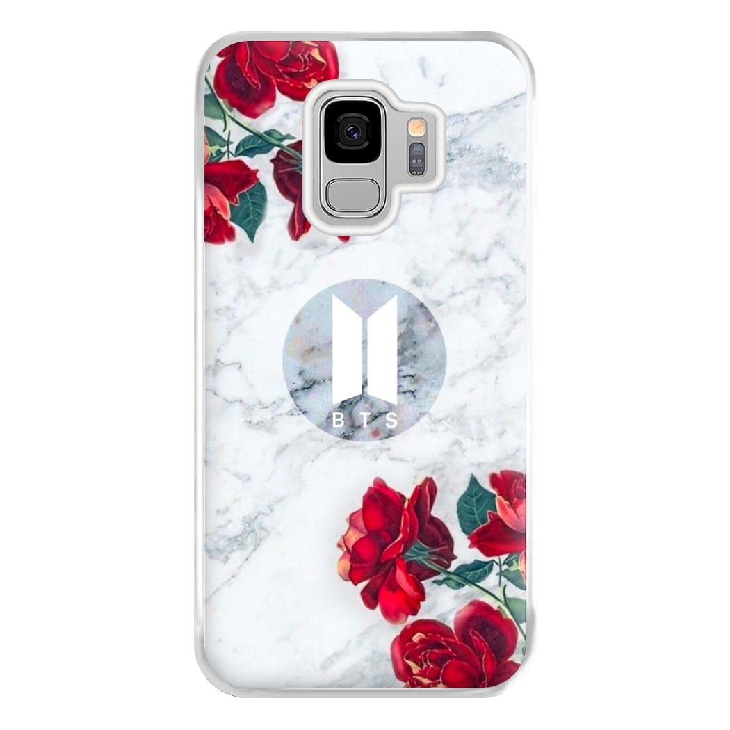 K-Pop Band Logo Marble Roses Phone Case for Galaxy S9 Plus