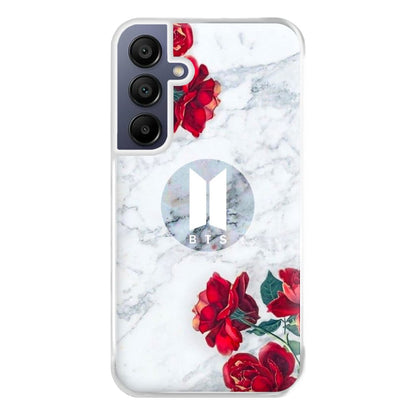 K-Pop Band Logo Marble Roses Phone Case for Galaxy A16